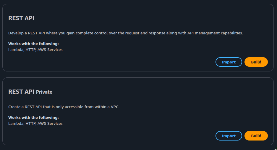 REST API and Private REST API options