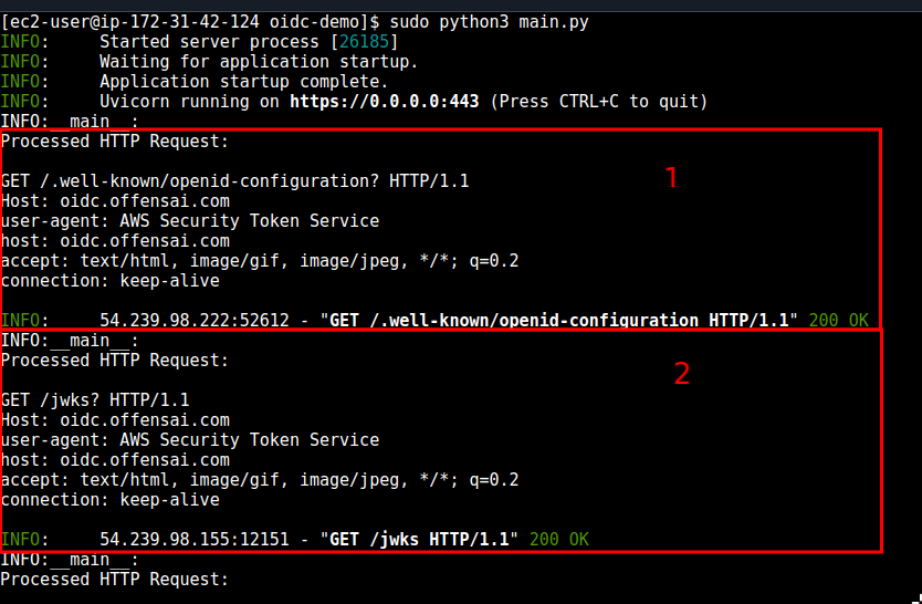 Identity provider based on OIDC created in AWS